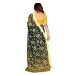 Women's Georgette Printed Saree With Unstitched Blouse 5.5Mtr (Green) - Image 3