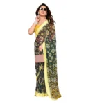 Women's Georgette Printed Saree With Unstitched Blouse 5.5Mtr (Green) - Image 2