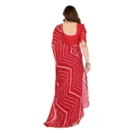 Women's Georgette Printed Saree With Unstitched Blouse 5.5Mtr (Red) - Image 3