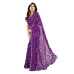 Women's Georgette Printed Saree With Unstitched Blouse 5.5Mtr (Purple) - Image 4