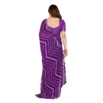 Women's Georgette Printed Saree With Unstitched Blouse 5.5Mtr (Purple) - Image 3
