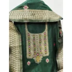 Women's Banarasi Silk Printed Unstitched Salwar Suit Material With Dupatta (Bottle Green, 3Mtrs) - Image 3