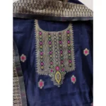 Women's Banarasi Silk Printed Unstitched Salwar Suit Material With Dupatta (Navy Blue, 3Mtrs) - Image 2