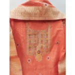 Women's Banarasi Silk Printed Unstitched Salwar Suit Material With Dupatta (Peach, 3Mtrs) - Image 3