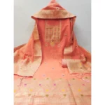 Women's Banarasi Silk Printed Unstitched Salwar Suit Material With Dupatta (Peach, 3Mtrs) - Image 4