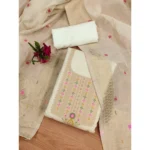Women's Banarasi Silk Printed Unstitched Salwar Suit Material With Dupatta (White, 3Mtrs) - Image 3
