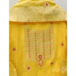 Women's Banarasi Silk Printed Unstitched Salwar Suit Material With Dupatta (Yellow, 3Mtrs) - Image 2