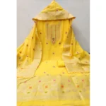 Women's Banarasi Silk Printed Unstitched Salwar Suit Material With Dupatta (Yellow, 3Mtrs) - Image 3
