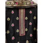 Women's Banarasi Silk Printed Unstitched Salwar Suit Material With Dupatta (Black, 3Mtrs) - Image 2