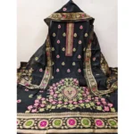 Women's Banarasi Silk Printed Unstitched Salwar Suit Material With Dupatta (Black, 3Mtrs) - Image 4