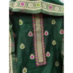 Women's Banarasi Silk Printed Unstitched Salwar Suit Material With Dupatta (Bottle Green, 3Mtrs) - Image 2