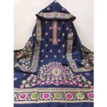 Women's Banarasi Silk Printed Unstitched Salwar Suit Material With Dupatta (Navy Blue, 3Mtrs) - Image 4
