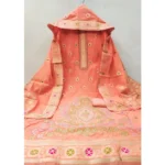 Women's Banarasi Silk Printed Unstitched Salwar Suit Material With Dupatta (Peach, 3Mtrs) - Image 4