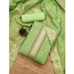 Women's Banarasi Silk Printed Unstitched Salwar Suit Material With Dupatta (Pista, 3Mtrs)