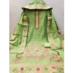 Women's Banarasi Silk Printed Unstitched Salwar Suit Material With Dupatta (Pista, 3Mtrs) - Image 4