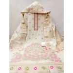 Women's Banarasi Silk Printed Unstitched Salwar Suit Material With Dupatta (White, 3Mtrs) - Image 4