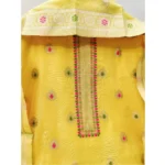 Women's Banarasi Silk Printed Unstitched Salwar Suit Material With Dupatta (Yellow, 3Mtrs) - Image 2