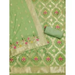 Women's Banarasi Silk Printed Unstitched Salwar Suit Material With Dupatta (Pista, 3Mtrs) - Image 2
