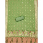 Women's Banarasi Silk Printed Unstitched Salwar Suit Material With Dupatta (Pista, 3Mtrs) - Image 3