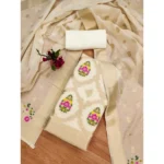 Women's Banarasi Silk Printed Unstitched Salwar Suit Material With Dupatta (White, 3Mtrs) - Image 4