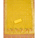 Women's Banarasi Silk Printed Unstitched Salwar Suit Material With Dupatta (Yellow, 3Mtrs) - Image 2