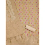 Women's Banarasi Silk Printed Unstitched Salwar Suit Material With Dupatta (Cream, 3Mtrs) - Image 2