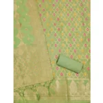 Women's Banarasi Silk Printed Unstitched Salwar Suit Material With Dupatta (Pista, 3Mtrs) - Image 2