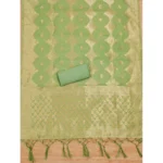 Women's Banarasi Silk Printed Unstitched Salwar Suit Material With Dupatta (Pista, 3Mtrs) - Image 3