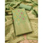Women's Banarasi Silk Printed Unstitched Salwar Suit Material With Dupatta (Pista, 3Mtrs) - Image 4