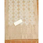 Women's Banarasi Silk Printed Unstitched Salwar Suit Material With Dupatta (White, 3Mtrs) - Image 2