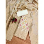 Women's Banarasi Silk Printed Unstitched Salwar Suit Material With Dupatta (White, 3Mtrs) - Image 4