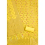 Women's Banarasi Silk Printed Unstitched Salwar Suit Material With Dupatta (Yellow, 3Mtrs) - Image 3