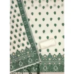 Women's Banarasi Silk Printed Unstitched Salwar Suit Material With Dupatta (Bottle Green, 3Mtrs) - Image 3