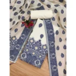 Women's Banarasi Silk Printed Unstitched Salwar Suit Material With Dupatta (Navy Blue, 3Mtrs) - Image 4