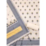 Women's Banarasi Silk Printed Unstitched Salwar Suit Material With Dupatta (Grey, 3Mtrs) - Image 3