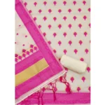 Women's Banarasi Silk Printed Unstitched Salwar Suit Material With Dupatta (Pink, 3Mtrs) - Image 3