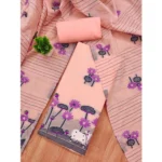 Women's Banarasi Silk Printed Unstitched Salwar Suit Material With Dupatta (Peach, 3Mtrs) - Image 4