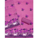 Women's Banarasi Silk Printed Unstitched Salwar Suit Material With Dupatta (Pink, 3Mtrs) - Image 3