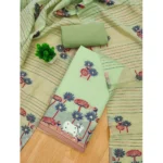 Women's Banarasi Silk Printed Unstitched Salwar Suit Material With Dupatta (Pista, 3Mtrs) - Image 4