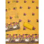 Women's Banarasi Silk Printed Unstitched Salwar Suit Material With Dupatta (Yellow, 3Mtrs) - Image 3