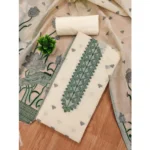 Women's Banarasi Silk Printed Unstitched Salwar Suit Material With Dupatta (OffWhite, 3Mtrs) - Image 4