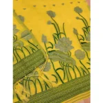 Women's Banarasi Silk Printed Unstitched Salwar Suit Material With Dupatta (Yellow, 3Mtrs) - Image 2