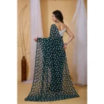 Women's Georgette Printed Saree With Unstitched Blouse 5.5Mtr (Green) - Image 2