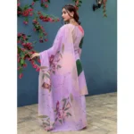 Women's Cotton Blend Printed Kurti With Pant Dupatta Set (Lavender) - Image 5