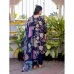 Women's Cotton Blend Printed Kurti With Pant Dupatta Set (NavyBlue) - Image 5