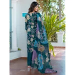 Women's Cotton Blend Printed Kurti With Pant Dupatta Set (Rama) - Image 2