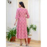 Women's Rayon  Print With Embroidery Work A-Line Kurti (Wine) - Image 4