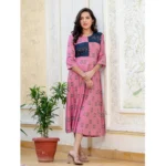 Women's Rayon  Print With Embroidery Work A-Line Kurti (Wine) - Image 5