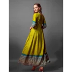 Women's Cotton Blend Printed Anarkali Gown (Green) - Image 5