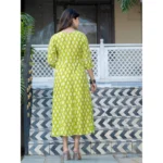 Women's Rayon Print With Embroidery Work A-Line Kurti (Parrot) - Image 2